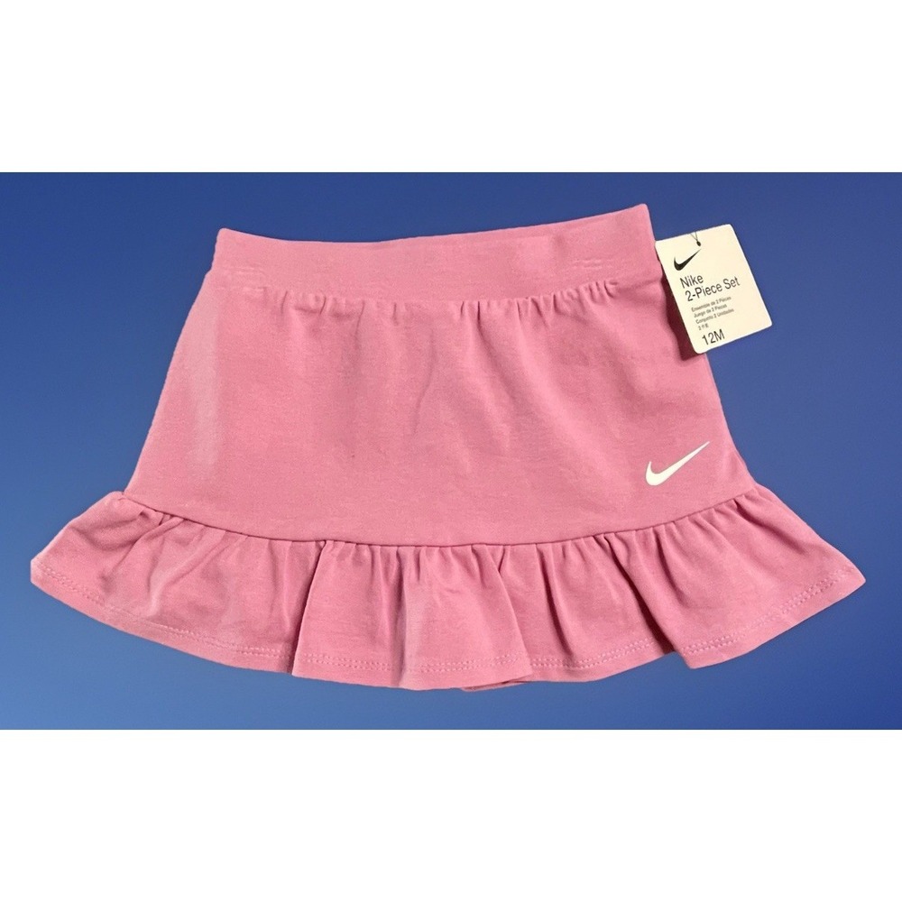 NEW Nike Baby Girl 2 Piece Top & Shorts Set White Pink DRI-FIT 12 months 12m NWT - Picture 7 of 8